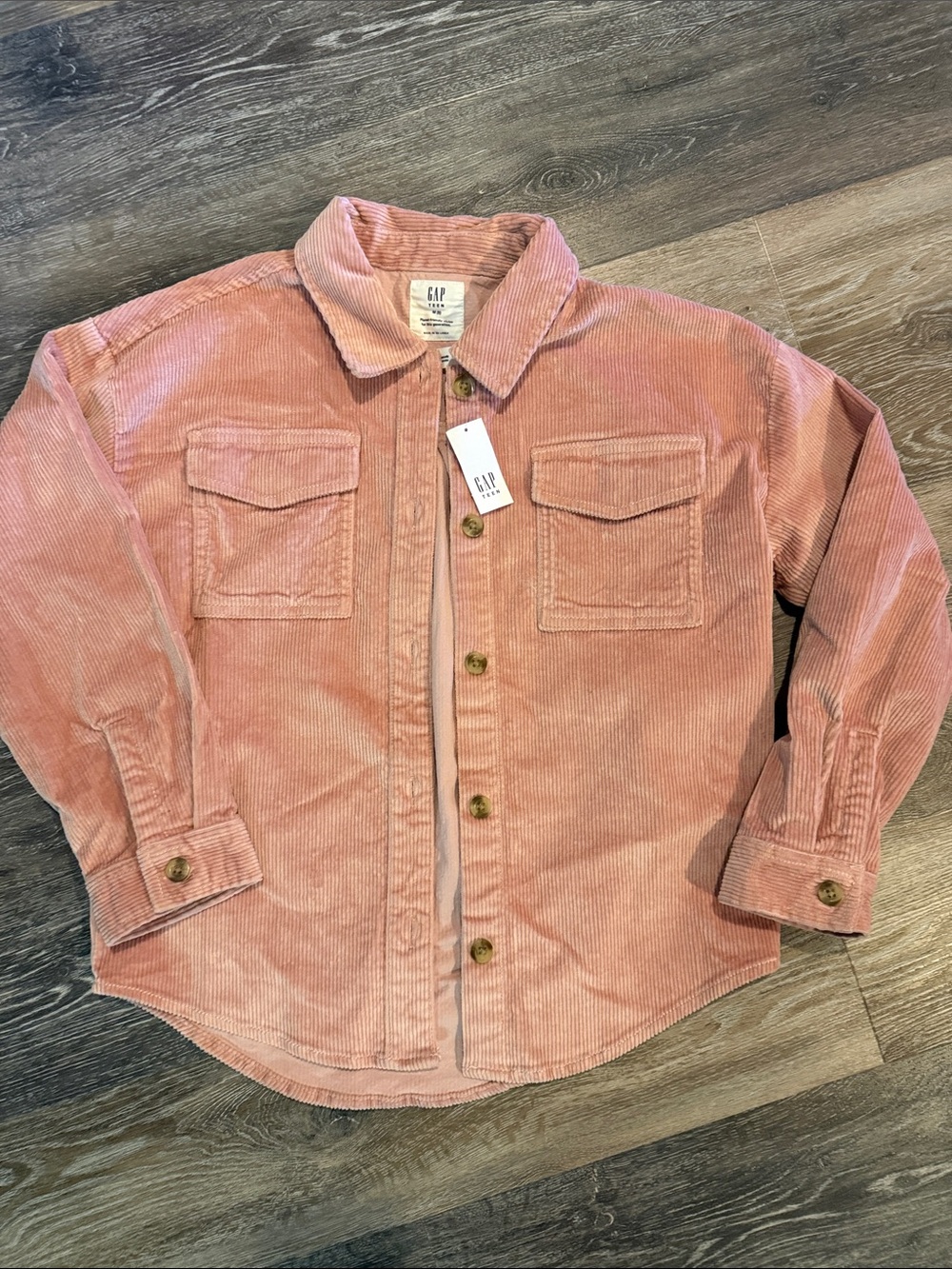 GAP Teen Pink Corduroy Button-Up Jacket